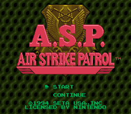 A.S.P. Air Strike Patrol Title Screen